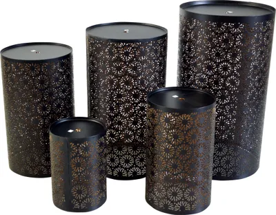 Produktbild von Runde Metall Windlicht Leuchte, Passend für Teelicht Kerzen Oder als Deckenlampe Verwendbar - Modell 5, Braun, Größe: 5`er Set, 35*20*20 cm