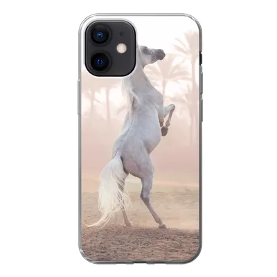 Produktbild von MuchoWow® Handyhülle Schutzhülle Hülle für iPhone 12 Pferd - Sand - Palme Silikon Softcase Handy Hülle - Schutzhülle