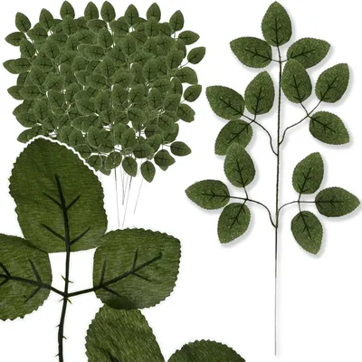 Produktbild von 12 x künstliche Blätterzweige für die Rosendekoration