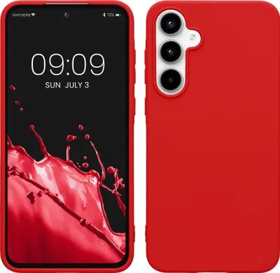 Produktbild von kwmobile Hülle für Samsung Galaxy A55 5G TPU Case - Handyhülle unterstützt kabelloses Laden, flexible Schutzhülle, gummiertes Cover in Klassisch Rot