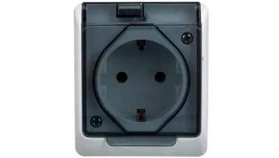 Obrázok produktu pre Zásuvka pre povrchovú montáž, jednoduchá, odolná proti vlhkosti IP44 16A 250V Povrchová montáž