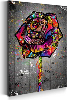 Produktbild von Wandbild Leinwandbild Street Art Rose Kunstdruck XXL Wanddeko: 100x150x4cm