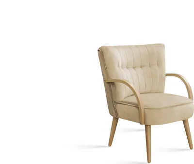Produktbild von Kaiser Möbel Wunderschöner, gesteppter Sessel, Holzgestell, Sessel - MALMO - Stoff Velutti Beige