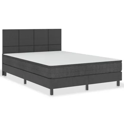 Image de vidaXL Lit boxspring gris foncé tissu 140x200 cm