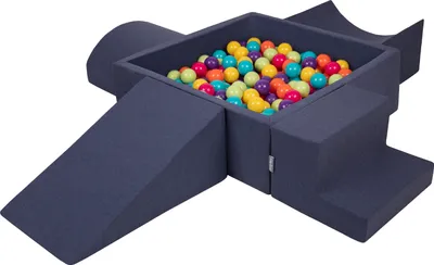 Produktbild von KiddyMoon Spielplatz Aus Schaumstoff Mit 200 Bälle ∅7cm Hindernisläufen Version 5 Quadrat Bällepool Mit Bunten Bällen Für Babys Und Kinder
