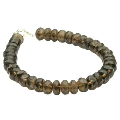 Produktbild von Armband Armkette aus echtem Rauchquarz braun facettiert & 925 Silber, 20cm