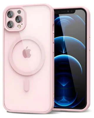 Obrázek produktu pro Magnetický kryt pro iPhone 12 Pro Max, kompatibilní s MagSafe, průhledné nárazuvzdorné pouzdro, ochranný zadní kryt Růžový