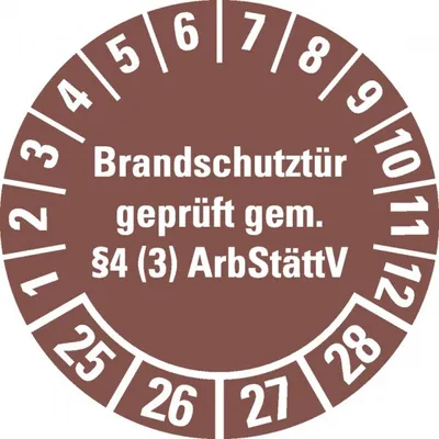 Produktbild von Dreifke® Aufkleber I Prüfplakette Brandschutztür 25-28, braun, Dokumentenfoli...