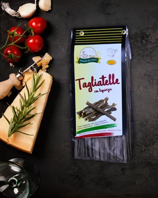 Produktbild von Pastificio Gioia Tagliatelle alla liquirizia Pasta Typisch Kalabrisch, Dreifarbig, 500G