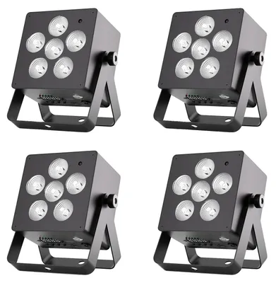 Obrázok produktu pre Scénické svetlá, 6 v 1 RGBWA+UV, ľahké a dobíjateľné, čierne, EU zástrčka
