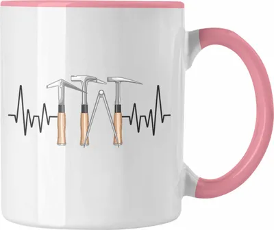 Produktbild von Trendation - Dachdecker Werkzeug Herzschlag Tasse Geschenk für Dachdecker Männer Beruf Geschenkidee (Rosa)