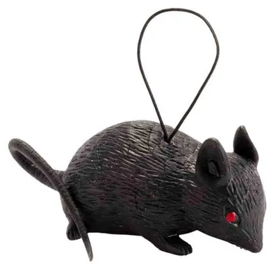 Produktbild von Schwarze, kleine Maus mit roten Augen 8 cm als Deko für Halloween