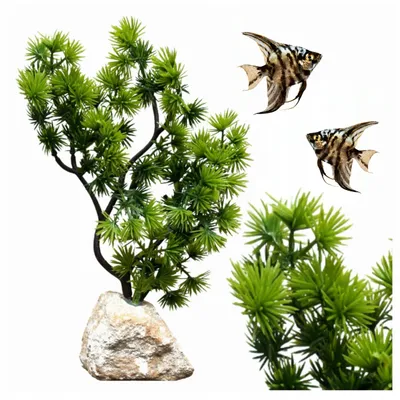 Produktbild von Aquarium Pflanzen Künstlich, 22 cm Künstliche Bonsai, Naturstein-Beschwerung, 22 cm