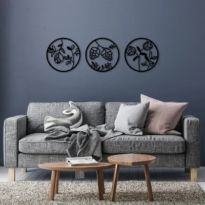 Produktbild von Wallity, Flowers- SKL2372, Schwarz, Sonstige Wohndekorationen, 100% Metall (Dicke: 1