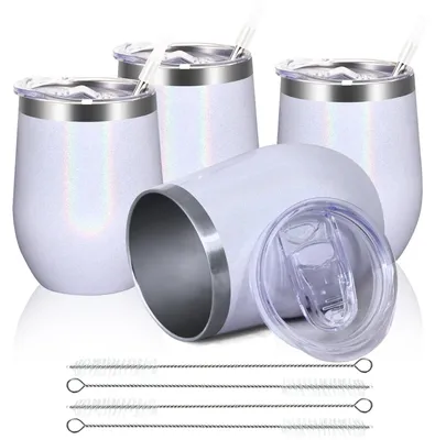 Produktbild von Solidchoice – Set aus 4 Edelstahl-Weingläsern ohne Stiel mit Deckel