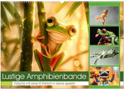 Produktbild von Lustige Amphibienbande (Wandkalender 2026 DIN A2 quer), CALVENDO Monatskalender