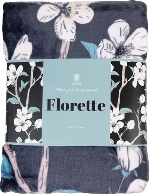 Zdjęcie produktu dla Koc, nowoczesny koc w kwiaty, ciepły i puszysty Florette 150x200cm Szary