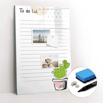 Produktbild von Magnetpinnwand Memoboard - Zubehörsatz - Schwarzer Marker + Schwamm + Magnete - 40 x 60 cm - Aufgabenliste