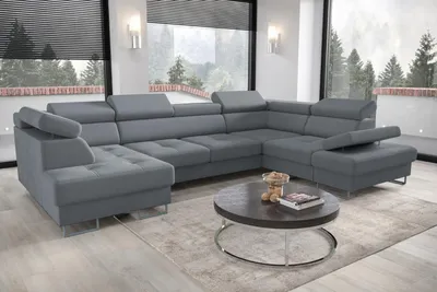 Produktbild von Ecksofa Galaxy Max II U-Form mit Schlaffunktion & Bettkästen, verstellbaren Kopfstützen & Armlehne – Stoff Terra 92 - Rechts