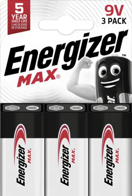 Produktbild von Energizer Max Alkaline E-Block Batterie 9 V, 3er Pack