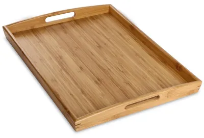 Productafbeelding van Bamboe dienblad met handgrepen, geschikt voor ontbijt en decoratie