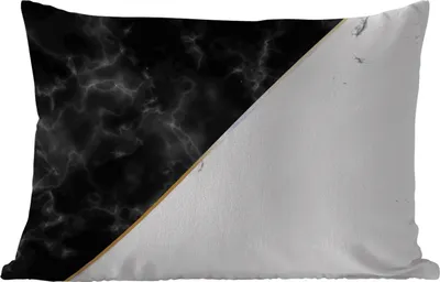 Produktbild von MuchoWow® Outdoor Kissen - Marmor - Weiß - Schwarz - Gold - 60x40 cm - Wetterfest - Lounge Kissen - Zierkissen - Kissen für Innenräume