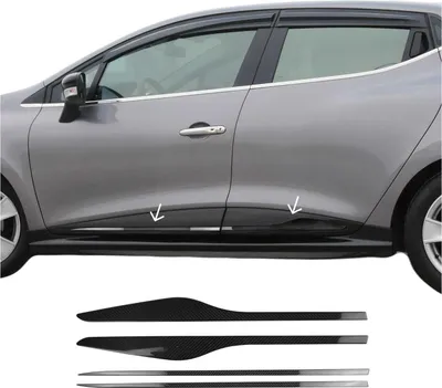 Image de Baguette de protection de porte latérale pour Renault Clio 2012-19 fibre de carbone noire 4x