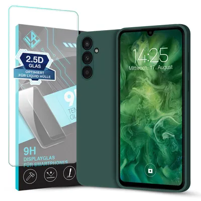 Produktbild von Hülle für Samsung Galaxy A34 5G mit 9H Displayglas Displayschutz Case Cover Bumper Smartphone Softgrip Schutzhülle Farbe: Grün