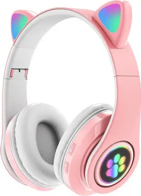 Produktbild von Wireless Bluetooth Headset Glühende Katze Ohr Kopfhörer Stereo Musik Kopfhörer mit Mic Einstellbare Stirnband Kopfhörer für Desktop-Laptop Tablet PC Smartphone Farbe:Rosa