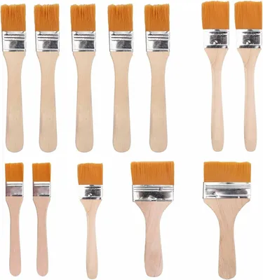 Produktbild von 12tlg Pinsel Set Flachpinsel Set mit Holzstiel für Lack,Lasur,Farben Robuste Malerpinsel für Künstler Heimwerker
