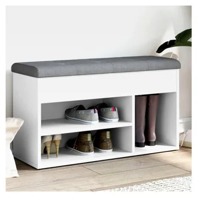 Produktbild von Schuhbank Weiß 82x32x45,5 cm Holzwerkstoff