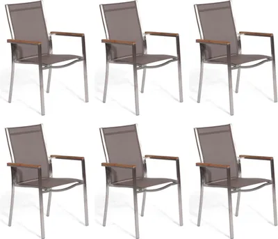 Produktbild von Sonnenpartner 6x Stapelstühle Artus mit Textilen taupe Stapelstuhl Edelstahl