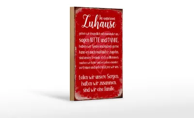 Produktbild von Holzschild Spruch 12x18cm Zuhause sind wir eine Familie