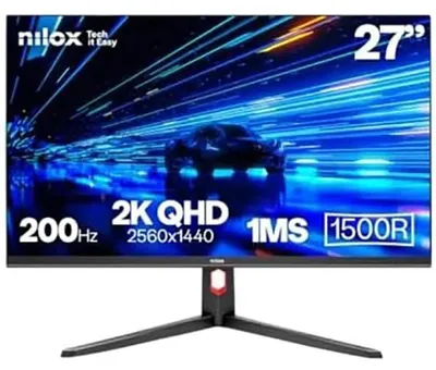 Produktbild von Nilox MONITOR 27 CURVO 200HZ 2K HDMI DP, 68,6 cm (27"), 2560 x 1440 Pixel, 2K, LCD, 1 ms, Schwarz