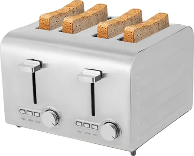Immagine prodotto di Tostapane, capacità 4 fette, design in acciaio inox, 7 impostazioni di temperatura