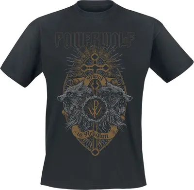 Produktbild von Powerwolf T-Shirt Herren Crest Wolves schwarz Band-Merch, Bands 100% Baumwolle XL