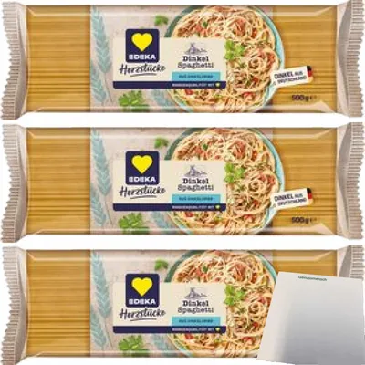 Produktbild von Edeka Herzstücke Dinkel Spaghetti 3er Pack (3x500g Packung) + usy Block