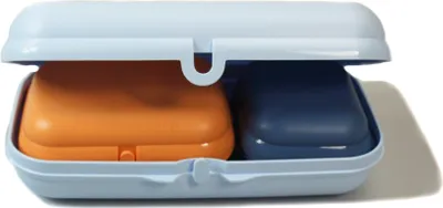 Produktbild von TUPPERWARE To Go Maxi-Twin hellblau + Twin orange + Mini-Twin blau