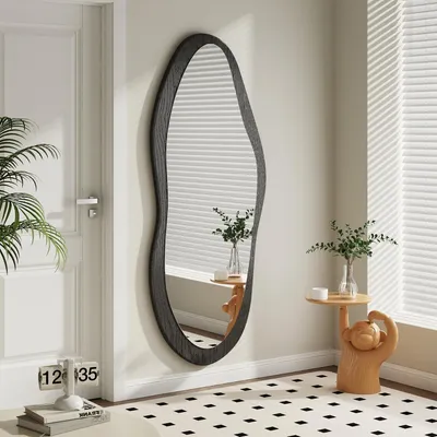 Obrázok produktu pre Nepravidelný nástenný zrkadlo 120x50cm čierne do spálne a obývačky