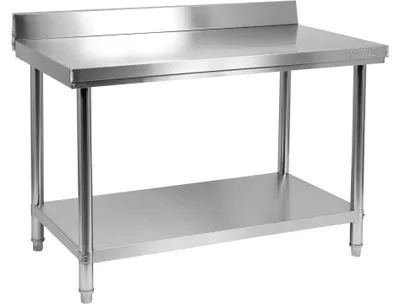 Zdjęcie produktu dla Stół roboczy ze stali nierdzewnej z półką 120 x 60 x 85 + 10 cm