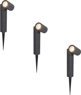 Produktbild von hoftronic LED Gartenstrahler 4W GU10 345lm 4000K Schwarz IP65 Dimmbar Schwenkbar 3er Set