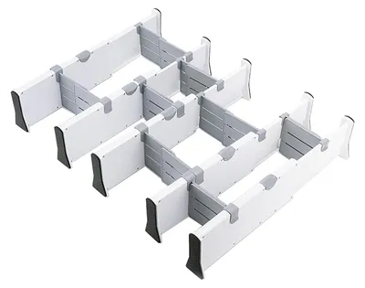 Schubladen-Organizer, 5-teilig, verstellbar 38-54 cm, weiß, ABS