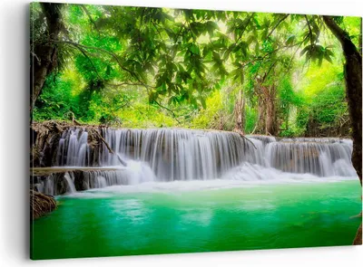 Produktbild von Bild auf Leinwand - Leinwandbild - Wasser Park Natur Landschaft - 100x70cm - Wand Bild - Wanddeko - Leinwanddruck - Bilder - Kunstdruck - Wanddekoration - Leinwand bilder - Wandkunst - AA100x70-2502