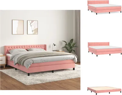 Obrázek produktu pro vidaXL Skříňová postel s matrací růžová 180x200 cm samet - Postele a válendy