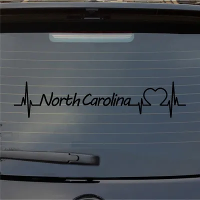 Produktbild von Heckscheibenaufkleber North Carolina Herzschlag Staat USA Liebe 55x11 cm Schwarz Matt Auto Aufkleber Sticker