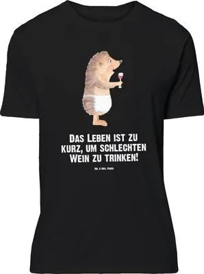Produktbild von Mr. & Mrs. Panda Größe M T-Shirt Igel Wein - Schwarz - Geschenk, Weißwein, Spruch, Lustige Sprüche, trinken, mit, Tshirt, Herren, Shirt, Weinglas, Rotwein