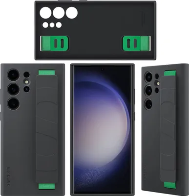 Produktbild von Silicone Grip Case (schwarz/grün, Samsung Galaxy S23 Ultra) - Samsung EF-GS918TBEGWW - (Import / nur_Idealo)