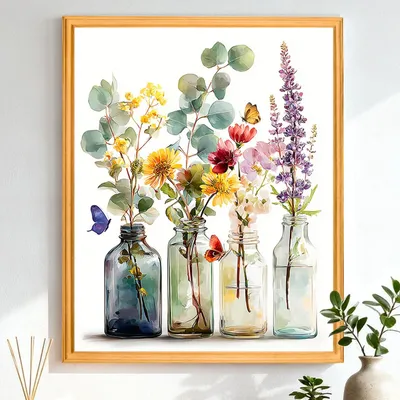 Malen nach Zahlen Set 40x50 cm, Blumen, DIY, für Erwachsene