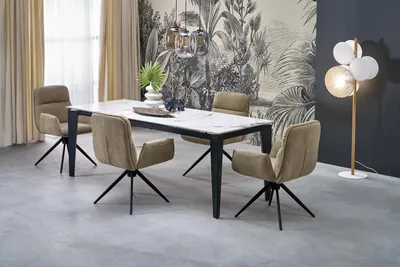 Obrázok produktu pre Skladací stôl FELIX 141(201)x81 biely mramor/čierna