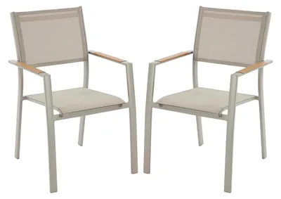 Produktbild von Set mit 2 stapelbaren Gartensesseln aus Aluminium und Textilene - Taupe - MACILA von MYLIA